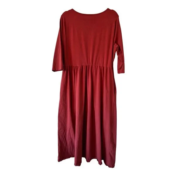 Matilda Jane Joanna Gaines Country Drive Maxi Dress Rust Red 3/4 Sleeve Pockets - Picture 4 of 12
